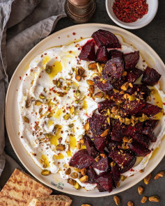 whipped peta w/ roasted beets & pistachios, 𝗪𝗛𝗜𝗣𝗣𝗘𝗗 𝗙𝗘𝗧𝗔 𝗪/ 𝗥𝗢𝗔𝗦𝗧𝗘𝗗 𝗕𝗘𝗘𝗧𝗦 & 𝗣𝗜𝗦𝗧𝗔𝗖𝗛𝗜𝗢𝗦