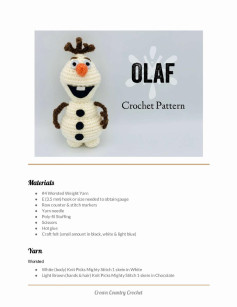 white olaf crochet pattern