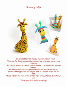 yellow Sunny giraffe crochet pattern