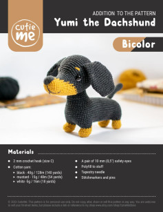 ADDITION TO THE PATTERN Yumi the Dachshund Bicolor black dog