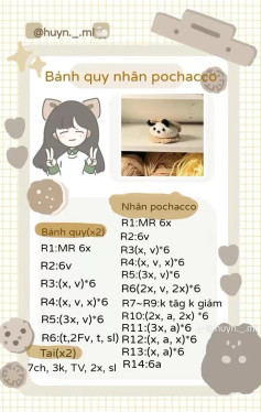 bánh quy nhân pochacco, chart thỏ hoa tulip, bé bánh ngọt mini, chart bánh quy nhân kem, vịt mặc phao,