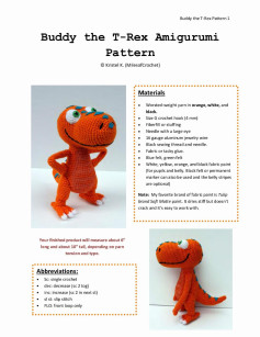 buddy the t-rex amigugumi pattern