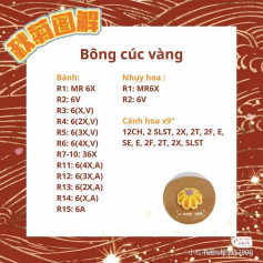 chart móc len bông cúc vàng