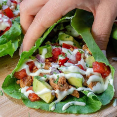 Chipotle Chicken Lettuce Wraps + Cilantro Lime Sauce