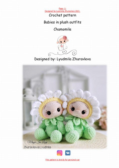 Crochet pattern Babies in plush outfits Chamomile