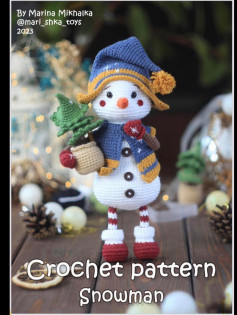 crochet pattern snowman with hat and tree