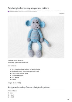 Crochet plush monkey amigurumi pattern