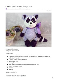 Crochet plush raccoon free pattern