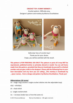 CROCHET TOY «FUNNY MONKEY » Crochet pattern