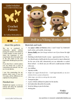 doll in a viking monkey outfit crochet pattern