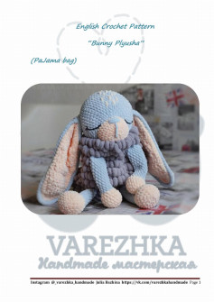 English Crochet Pattern “Bunny Plyusha” (PaJama bag)