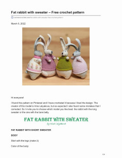 Fat rabbit with sweater – Free crochet pattern