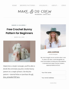 free crochet bunny pattern for beginners