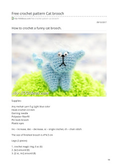 Free crochet pattern Cat brooch