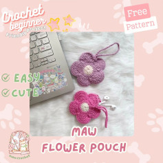 free flower pouch crochet pattern, 𝙁𝙍𝙀𝙀 𝙁𝙇𝙊𝙒𝙀𝙍 𝙋𝙊𝙐𝘾𝙃 𝘾𝙍𝙊𝘾𝙃𝙀𝙏 𝙋𝘼𝙏𝙏𝙀𝙍𝙉🌸