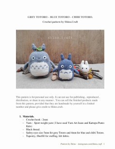 GREY TOTORO – BLUE TOTORO – CHIBI TOTORO