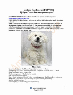 Maltese Dog Crochet PATTERN