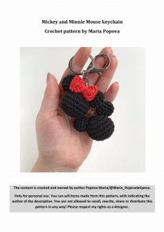 Mickey and Minnie Mouse keychain Crochet pattern