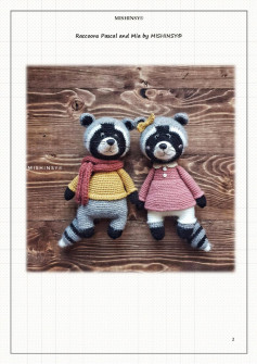 Raccoons Pascal and Mia crochet pattern