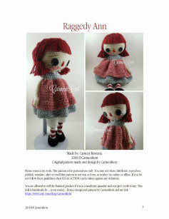 Raggedy Ann doll crochet pattern