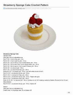 Strawberry Sponge Cake Crochet Pattern