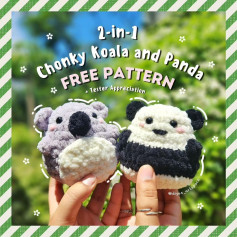 2 in 1 chonky koala and panda free pattern