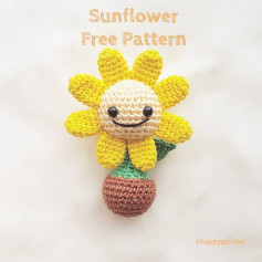 Crochet pattern for yellow sunflowers and pots