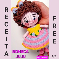 *RECEITA FREE*BONECA JUJU DE AMIGURUMI - 25cm