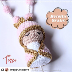 RECEITA GRATUITAReceitinha Terço Mini Santinha da @amigurumisdavit