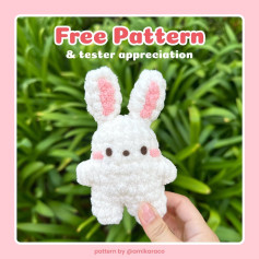 white rabbit crochet pattern with pink ears