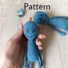 Blue crochet man pattern.