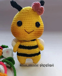 دستوربافت رایگان💫بازم یه دستور دیگه از مجموعه حیوانات کوچولو🥰زنبور کوچولو🐝🐝🐝🐝🐝این