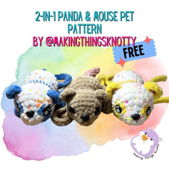 2 in 1 panda & mouse pet pattern