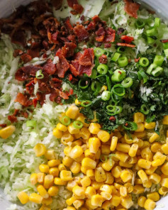 Bacon, Corn, & Cilantro Coleslaw with Lime Dressing