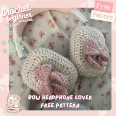 bow headphone cover free pattern