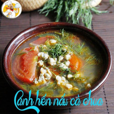 Canh hến nấu cà chua