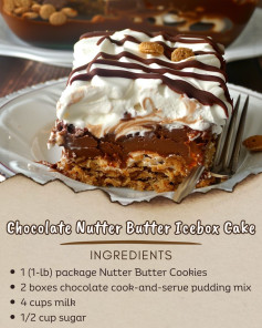 🍫 Chocolate Nutter Butter Icebox Cake 🥜