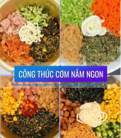 CÔNG THỨC CƠM NẮM: cơm nắm ngô xúc xích, cơm nắm ngô thịt hộp, cơm nắm cá ngừ, cơm nắm rau củ, cơm nắm thịt hộp