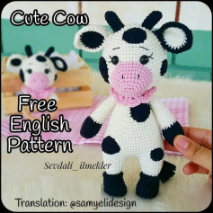 cute cow fee english pattern