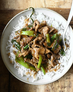 Fiery scallion beef. Brace yourself for an explosion of flavors with this sizzling stir-f