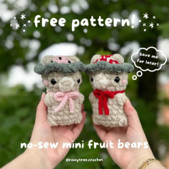 FREE no sew mini fruit bear pattern 🍓🐻✨