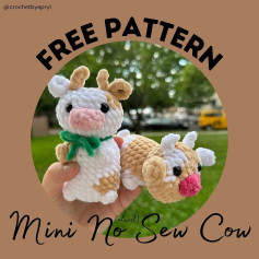 free pattern mini no sew cow