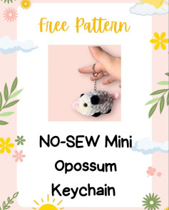 free pattern no sew mini opossum keychain