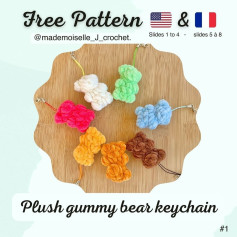 free pattern plush gummy bear keychain