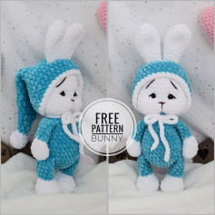 free pattern white bunny wearing a hat