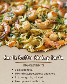 🍤 Garlic Butter Shrimp Pasta 🍝