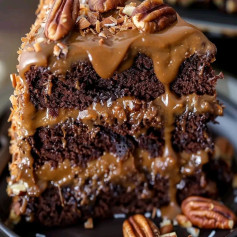 Irresistible Chocolate Pecan Caramel Cake