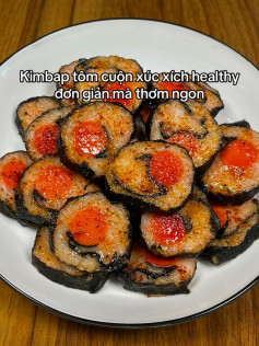 kimbap tôm cuộn xúc xích healthy đơn giản mà thơm ngon