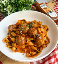 MOROCCAN HARISSA MEATBALL TAGLIATELLE 🇲🇦