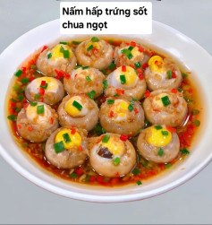 Nấm hấp trứng sốt chua ngọt